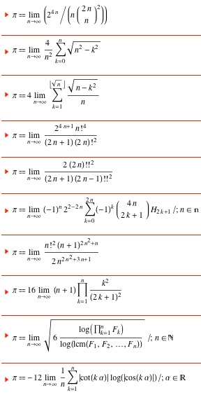 pi limit temsilleri