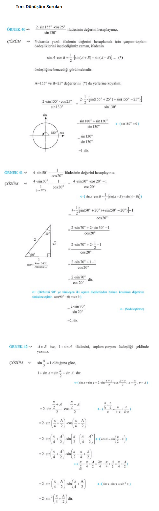 Donusum Ve Ters Donusum Formulleri